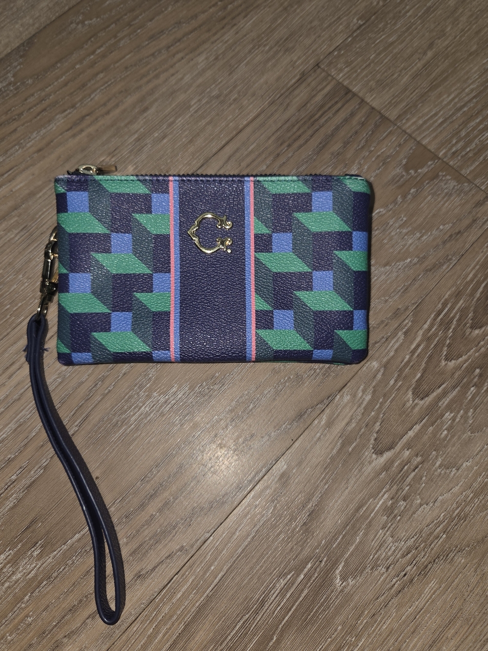 C. Wonder Nordic Building Blocks Pattern Humphrey Snap Cosmetic Zip Clutch NWOT